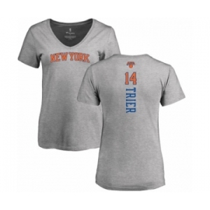 NBA Women's Nike New York Knicks #14 Allonzo Trier Ash Backer T-Shirt