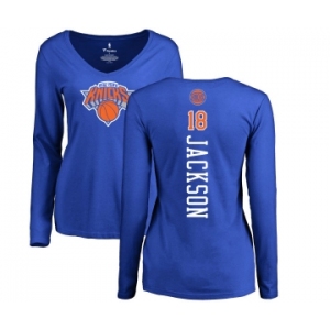 NBA Women's Nike New York Knicks #18 Phil Jackson Royal Blue Backer Long Sleeve T-Shirt