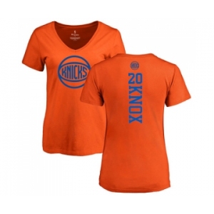 NBA Women's Nike New York Knicks #20 Kevin Knox Orange One Color Backer Slim-Fit V-Neck T-Shirt