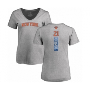 NBA Women's Nike New York Knicks #21 Damyean Dotson Ash Backer T-Shirt