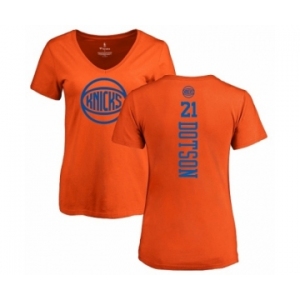 NBA Women's Nike New York Knicks #21 Damyean Dotson Orange One Color Backer Slim-Fit V-Neck T-Shirt