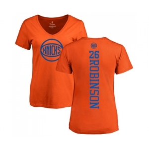 NBA Women's Nike New York Knicks #26 Mitchell Robinson Orange One Color Backer Slim-Fit V-Neck T-Shirt