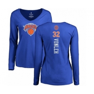 NBA Women's Nike New York Knicks #32 Noah Vonleh Royal Blue Backer Long Sleeve T-Shirt