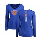 NBA Women's Nike New York Knicks #8 Mario Hezonja Royal Blue Backer Long Sleeve T-Shirt