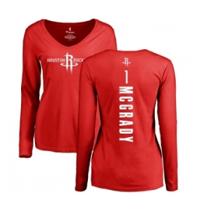 NBA Women's Nike Houston Rockets #1 Tracy McGrady Red Backer Long Sleeve T-Shirt