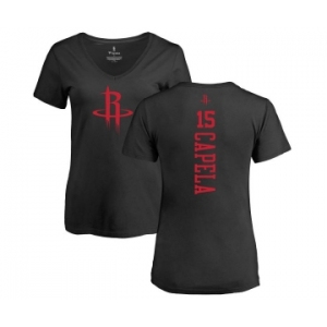 NBA Women's Nike Houston Rockets #15 Clint Capela Black One Color Backer Slim-Fit V-Neck T-Shirt