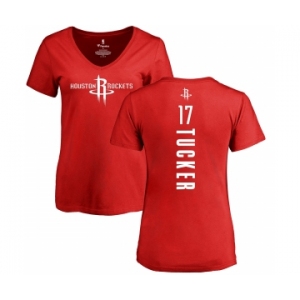 NBA Women's Nike Houston Rockets #17 PJ Tucker Red Backer T-Shirt
