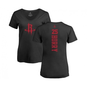 NBA Women's Nike Houston Rockets #25 Robert Horry Black One Color Backer Slim-Fit V-Neck T-Shirt