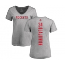 NBA Women's Nike Houston Rockets #34 Hakeem Olajuwon Ash Backer T-Shirt