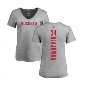 NBA Women's Nike Houston Rockets #34 Hakeem Olajuwon Ash Backer T-Shirt