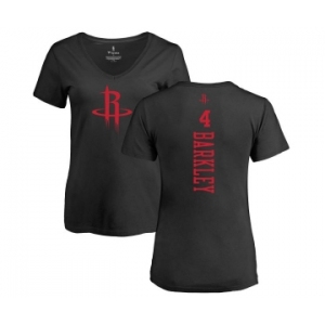 NBA Women's Nike Houston Rockets #4 Charles Barkley Black One Color Backer Slim-Fit V-Neck T-Shirt