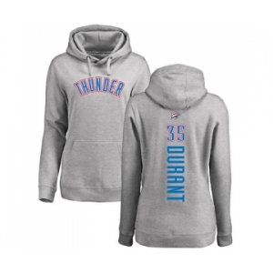 NBA Women's Nike Oklahoma City Thunder #35 Kevin Durant Ash Backer Pullover Hoodie