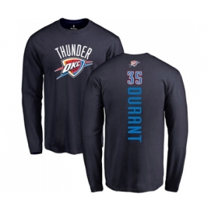 NBA Nike Oklahoma City Thunder #35 Kevin Durant Navy Blue Backer Long Sleeve T-Shirt