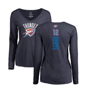 NBA Women's Nike Oklahoma City Thunder #12 Steven Adams Navy Blue Backer Long Sleeve T-Shirt