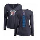 NBA Women's Nike Oklahoma City Thunder #17 Dennis Schroder Navy Blue Backer Long Sleeve T-Shirt