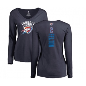 NBA Women's Nike Oklahoma City Thunder #2 Raymond Felton Navy Blue Backer Long Sleeve T-Shirt