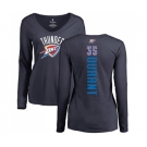 NBA Women's Nike Oklahoma City Thunder #35 Kevin Durant Navy Blue Backer Long Sleeve T-Shirt