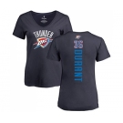 NBA Women's Nike Oklahoma City Thunder #35 Kevin Durant Navy Blue Backer T-Shirt