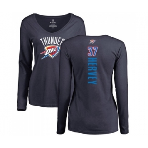 NBA Women's Nike Oklahoma City Thunder #37 Kevin Hervey Navy Blue Backer Long Sleeve T-Shirt