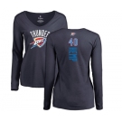 NBA Women's Nike Oklahoma City Thunder #40 Shawn Kemp Navy Blue Backer Long Sleeve T-Shirt