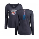 NBA Women's Nike Oklahoma City Thunder #5 Devon Hall Navy Blue Backer Long Sleeve T-Shirt