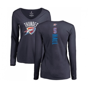 NBA Women's Nike Oklahoma City Thunder #5 Devon Hall Navy Blue Backer Long Sleeve T-Shirt