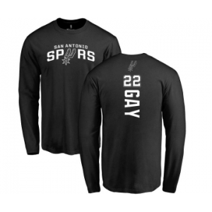 NBA Nike San Antonio Spurs #22 Rudy Gay Black Backer Long Sleeve T-Shirt