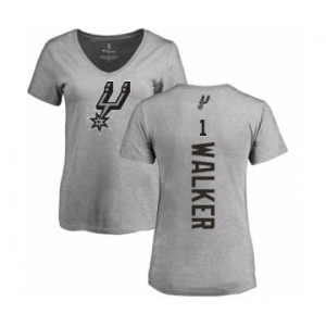 NBA Women's Nike San Antonio Spurs #1 Lonnie Walker Ash Backer T-Shirt