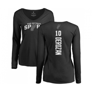 NBA Women's Nike San Antonio Spurs #10 DeMar DeRozan Black Backer Long Sleeve T-Shirt