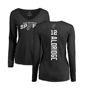 NBA Women's Nike San Antonio Spurs #12 LaMarcus Aldridge Black Backer Long Sleeve T-Shirt