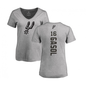 NBA Women's Nike San Antonio Spurs #16 Pau Gasol Ash Backer T-Shirt