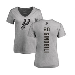 NBA Women's Nike San Antonio Spurs #20 Manu Ginobili Ash Backer T-Shirt