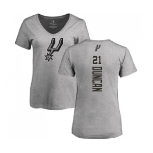 NBA Women's Nike San Antonio Spurs #21 Tim Duncan Ash Backer T-Shirt