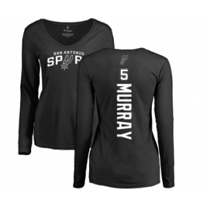 NBA Women's Nike San Antonio Spurs #5 Dejounte Murray Black Backer Long Sleeve T-Shirt