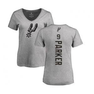 NBA Women's Nike San Antonio Spurs #9 Tony Parker Ash Backer T-Shirt