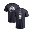 NHL Adidas Edmonton Oilers #31 Grant Fuhr Navy Blue Backer T-Shirt