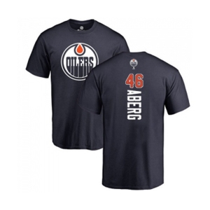 NHL Adidas Edmonton Oilers #46 Pontus Aberg Navy Blue Backer T-Shirt