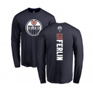 NHL Adidas Edmonton Oilers #51 Brian Ferlin Navy Blue Backer Long Sleeve T-Shirt