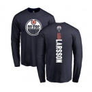 NHL Adidas Edmonton Oilers #6 Adam Larsson Navy Blue Backer Long Sleeve T-Shirt