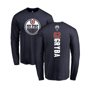 NHL Adidas Edmonton Oilers #62 Eric Gryba Navy Blue Backer Long Sleeve T-Shirt