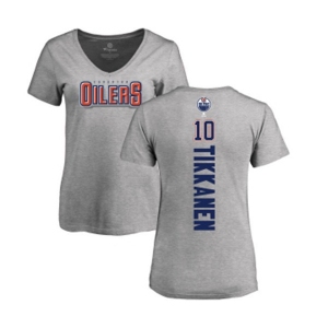 NHL Women Adidas Edmonton Oilers #10 Esa Tikkanen Ash Backer T-Shirt