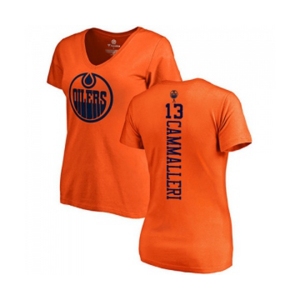 NHL Women Adidas Edmonton Oilers #13 Mike Cammalleri Orange One Color Backer Slim Fit V-Neck T-Shirt