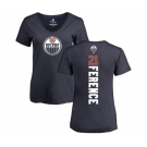 NHL Women Adidas Edmonton Oilers #21 Andrew Ference Navy Blue Backer Slim Fit V-Neck T-Shirt