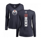 NHL Women Adidas Edmonton Oilers #22 Tobias Rieder Navy Blue Backer Slim Fit Long Sleeve T-Shirt