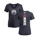 NHL Women Adidas Edmonton Oilers #25 Darnell Nurse Navy Blue Backer Slim Fit V-Neck T-Shirt