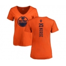 NHL Women Adidas Edmonton Oilers #25 Darnell Nurse Orange One Color Backer Slim Fit V-Neck T-Shirt