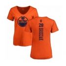 NHL Women Adidas Edmonton Oilers #28 Kyle Brodziak Orange One Color Backer Slim Fit V-Neck T-Shirt