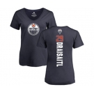 NHL Women Adidas Edmonton Oilers #29 Leon Draisaitl Navy Blue Backer Slim Fit V-Neck T-Shirt