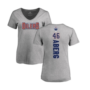 NHL Women Adidas Edmonton Oilers #46 Pontus Aberg Ash Backer T-Shirt