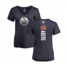 NHL Women Adidas Edmonton Oilers #46 Pontus Aberg Navy Blue Backer Slim Fit V-Neck T-Shirt